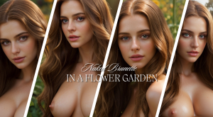 Naked Brunette in a Flower Garden